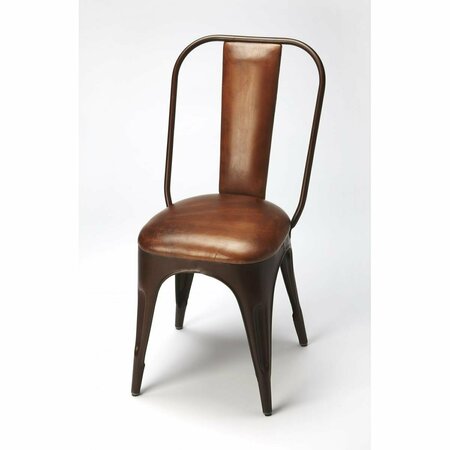 GFANCY FIXTURES 36 x 18 x 17 in. Brown Leather & Iron Side Chair GF3104739